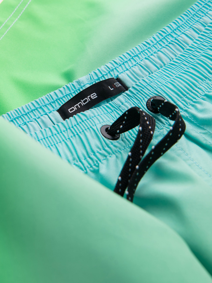 Men's ombre effect swim shorts - light turquoise V19 OM-SRBS-0125