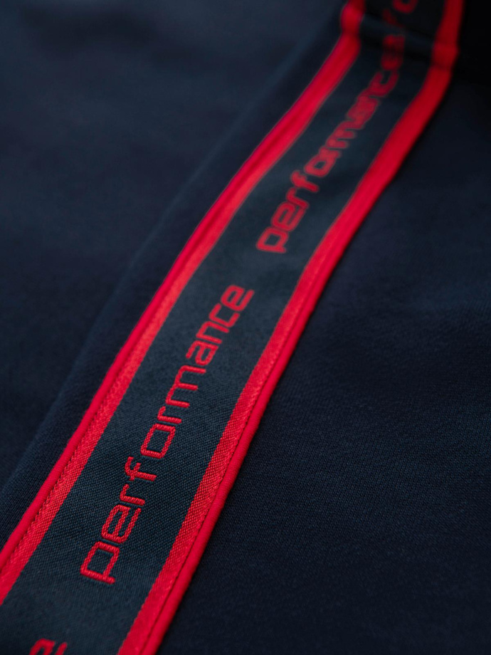 Bluza męska rozpinana z lampasami i wysoką stójką – granatowa V3 OM-SSZP-0224