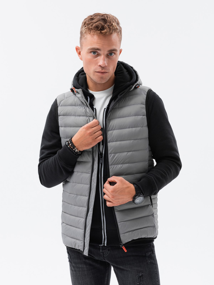 Men's quilted vest - grey V53