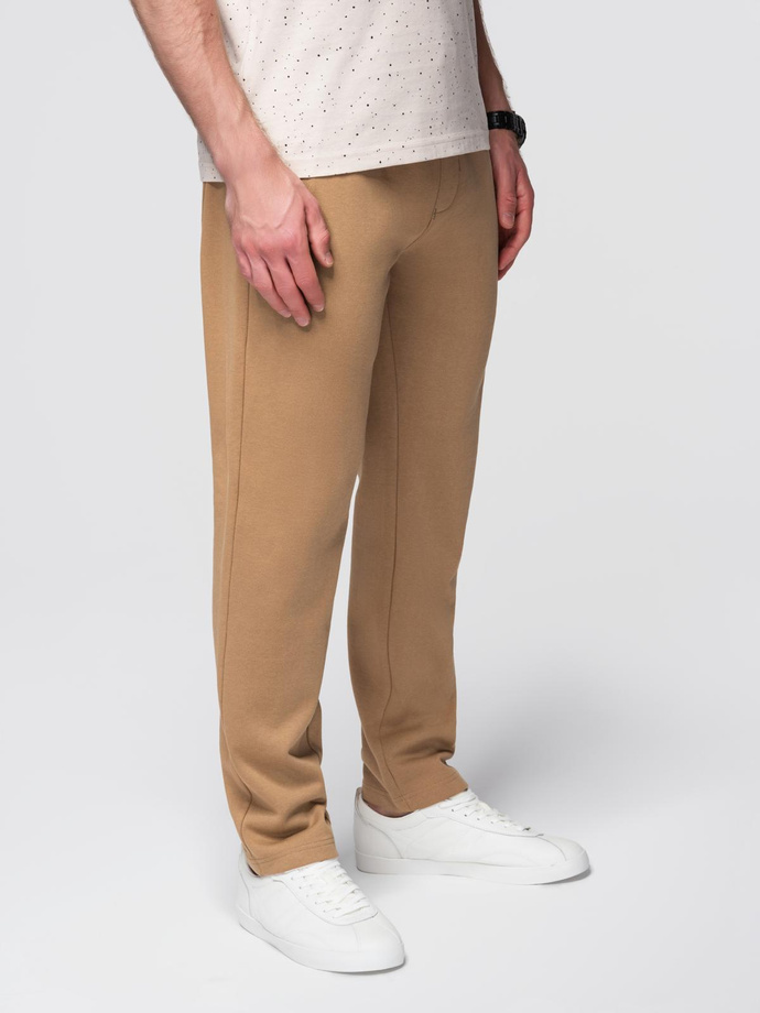 Men's sweatpants with unlined leg - brown V2 OM-PABS-0206