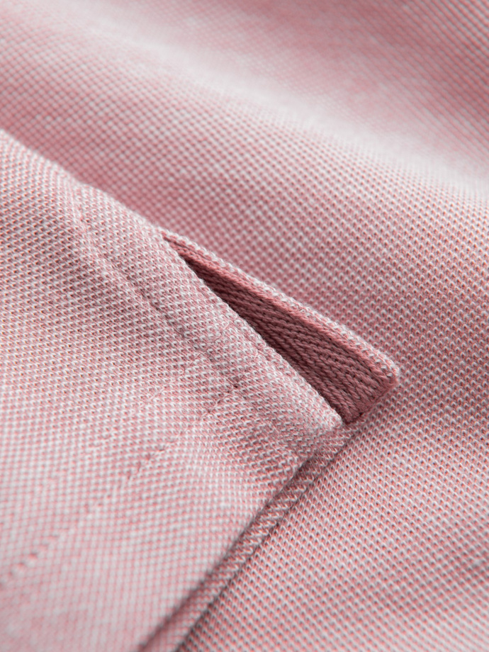 Melanżowa koszulka męska polo z kołnierzykiem w paski – różowa V2 OM-POSS-0109