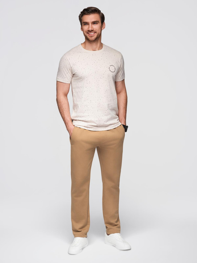 Men's sweatpants with unlined leg - brown V2 OM-PABS-0206