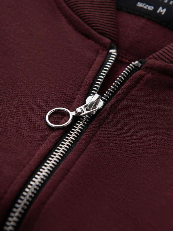 Rozpinana bawełniana męska bluza dresowa bomberka – bordowa V13 OM-SSZP-0215