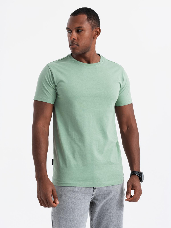 BASIC men's cotton shirt set with round neckline - gray-green/white/beige V14 OM-TSBS-0232