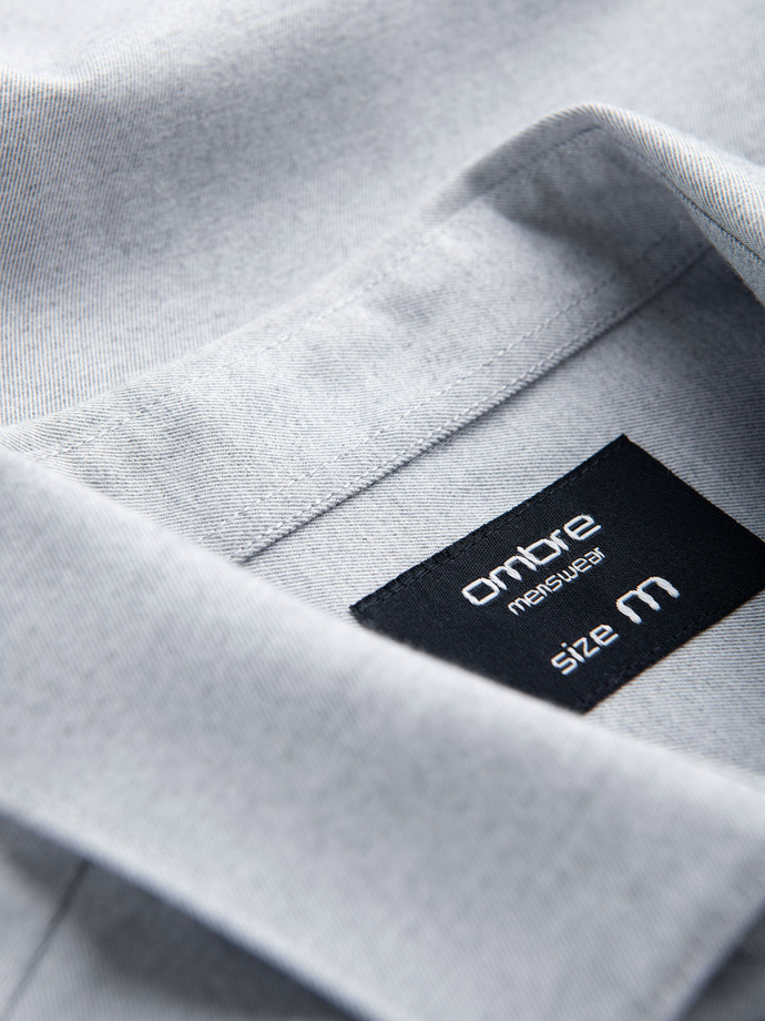 Men's classic regular fit shirt - grey melange V2 K694