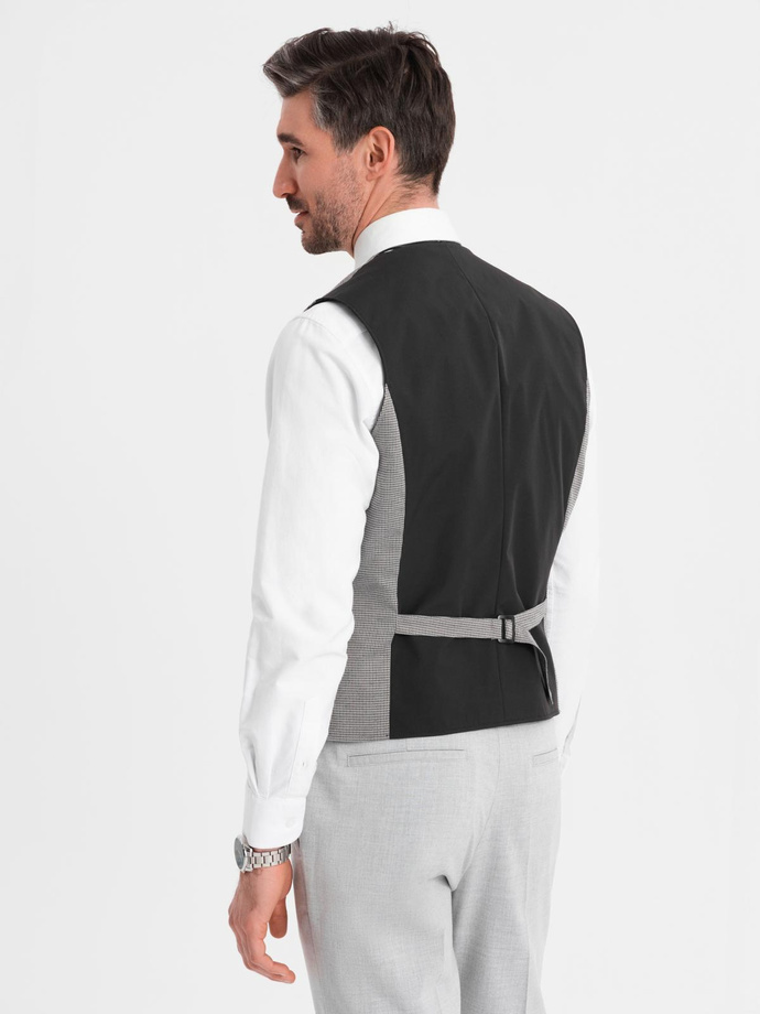 Żakardowa kamizelka męska casual bez klap - szara V2 OM-BLZV-0111