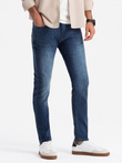 Fitted men's SLIM FIT denim pants with elastane - blue V1 OM-PADP-0214