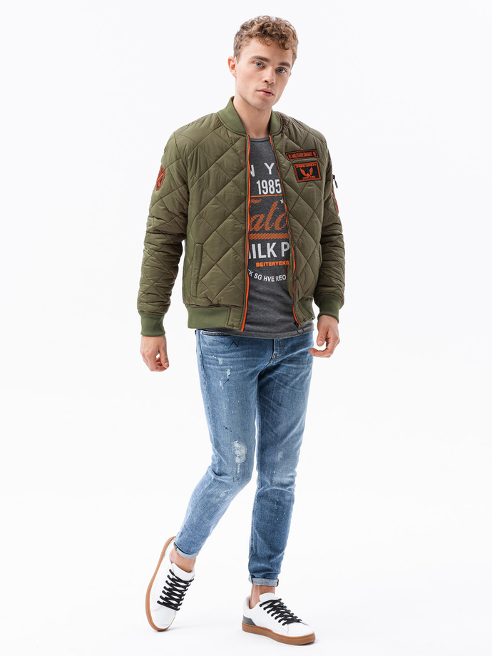 Men's insulated bomber jacket - olive V1 C357