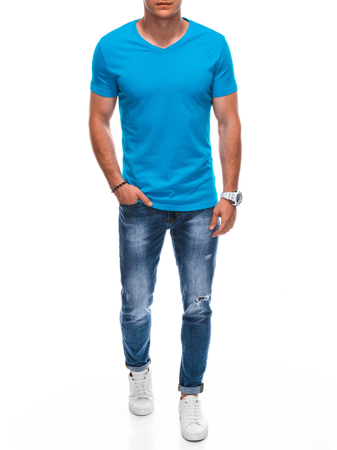 Men's basic V-neck t-shirt EM-TSBS-0101 - turquoise V7