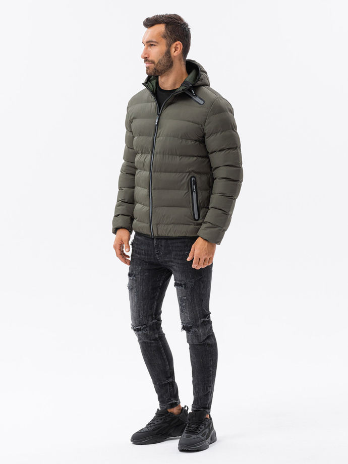 Men's winter quilted jacket - khaki C451