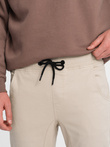 Men's fabric pants JOGGERS - beige V10 P885