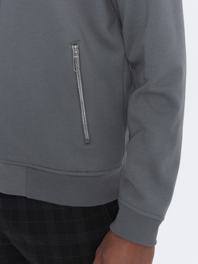 Men's unbuttoned bomber jacket - gray V3 OM-SSZP-22FW-011