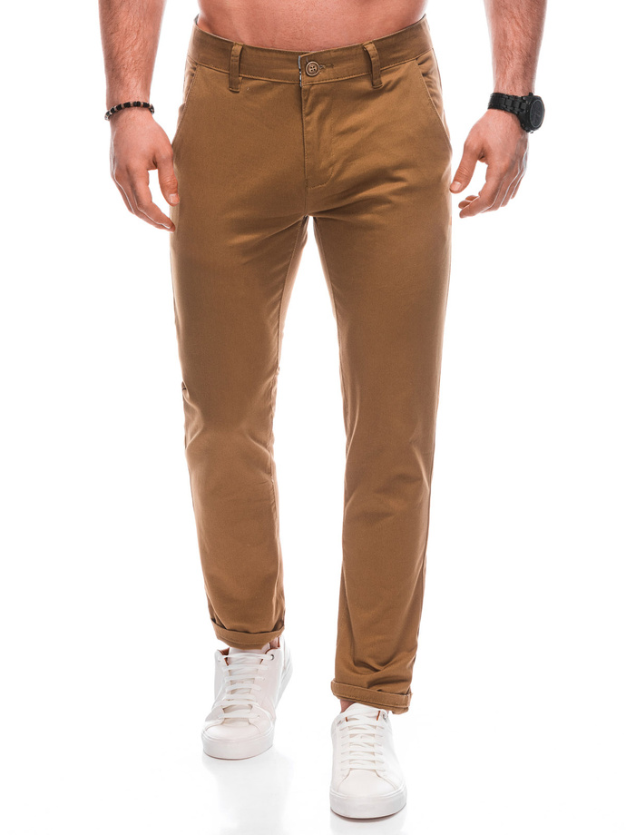 Spodnie męskie chino P1461 - camel