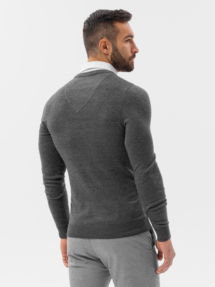 Men's sweater with white collar - graphite V3 E120