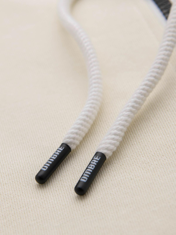 Męska bluza dresowa BASIC rozpinana z kapturem - kremowa V11 OM-SSBZ-0178