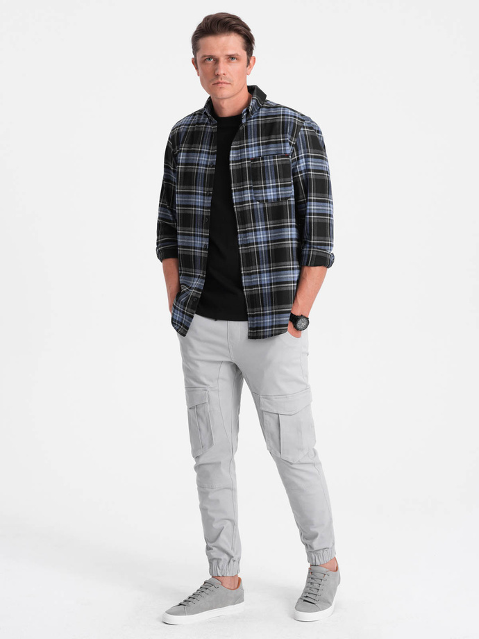 Men's JOGGERY pants with cargo pockets - gray V2 P886