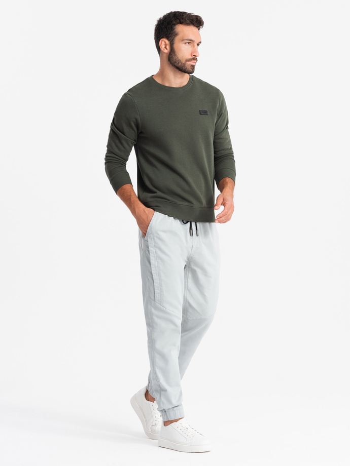 Men's knit joggers with pleats - light grey V3 OM-PAJO-0202