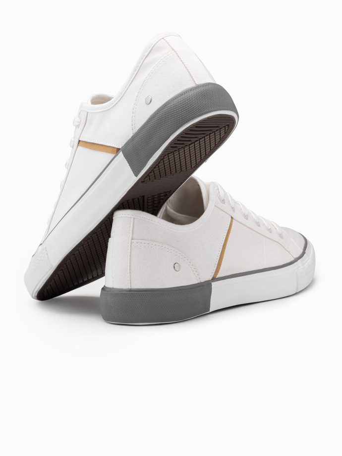 Classic men's sneakers with rivets - white V3 OM-FOTL-0147
