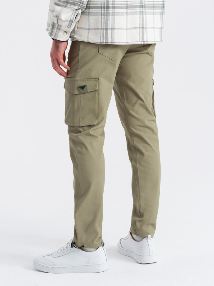Men's STRAIGHT LEG cargo pants with triangle pocket pin - olive V2 OM-PACG-0196