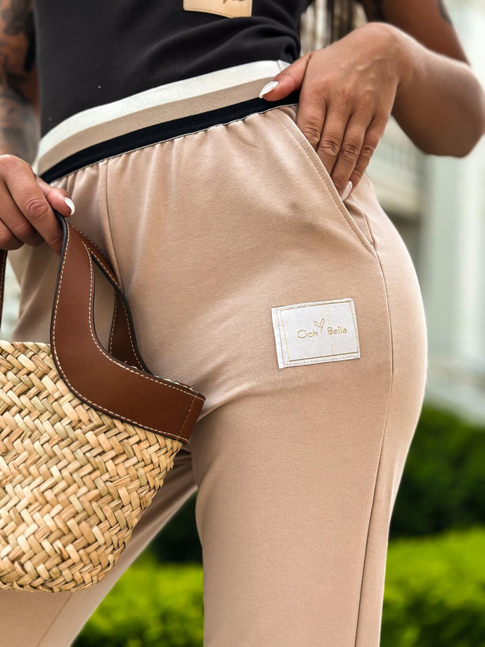Sweatpants with 3 color elastic PLR271 - beige