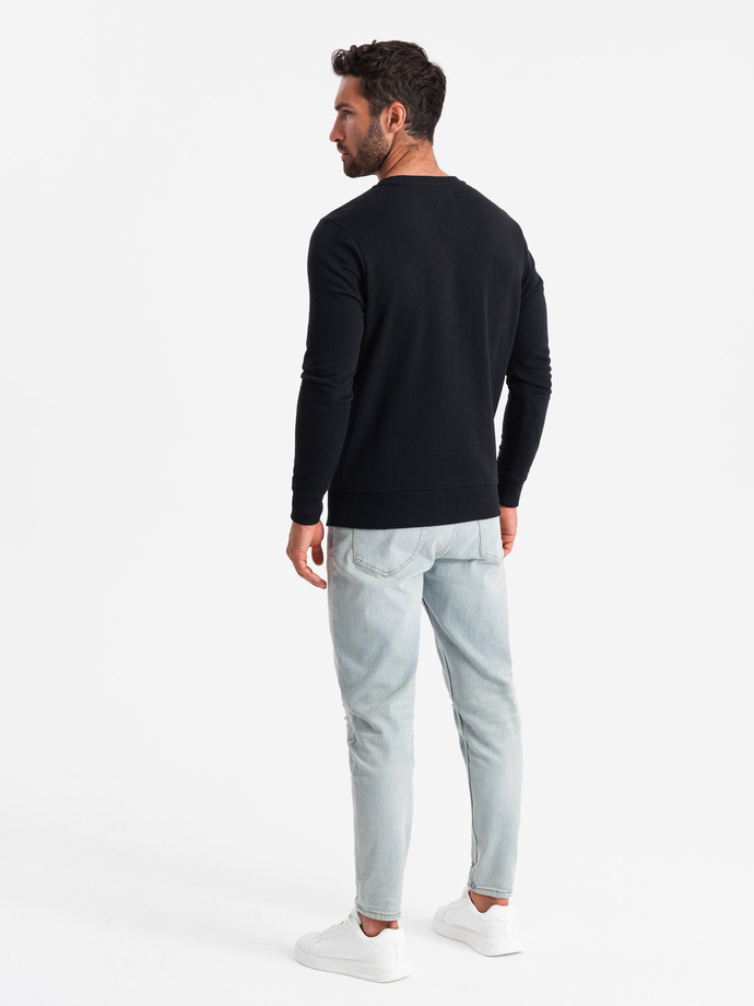 Men's non-stretch printed sweatshirt - black V1 OM-SSPS-0157