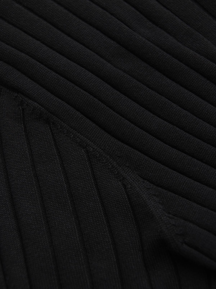 Męska koszulka polo z wiskozą SLIM FIT w pionowy prążek – czarna V1 OM-POSS-0143