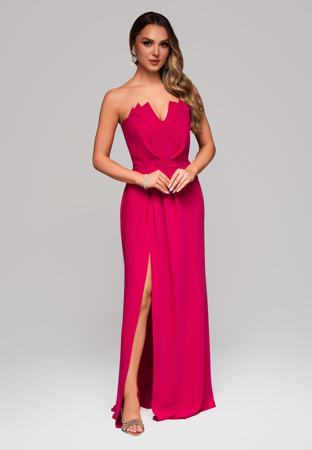 Sukienka wieczorowa LA-OM-DLR083 Regular Fit malinowa