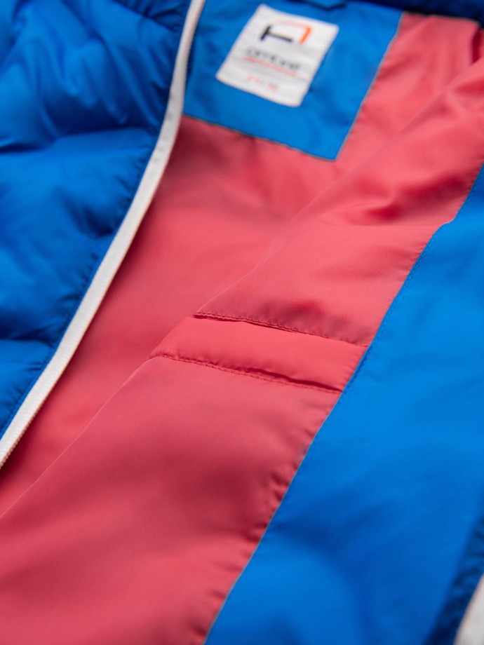 Men's quilted jacket with detachable hood - blue and red V1 OM-JALP-0206