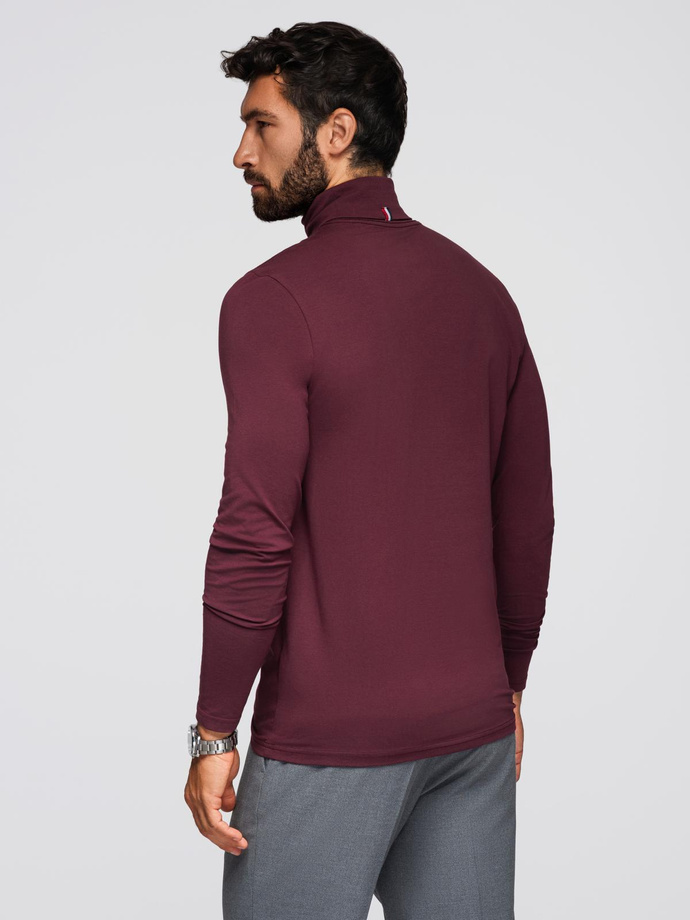 Men's plain turtleneck longsleeve - maroon V6 OM-LSCL-0130
