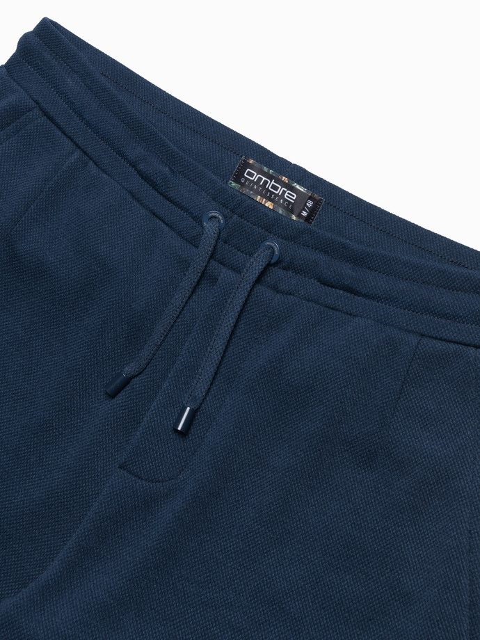 Men's knit shorts with elastic waistband - navy blue V1 OM-SRCS-0107