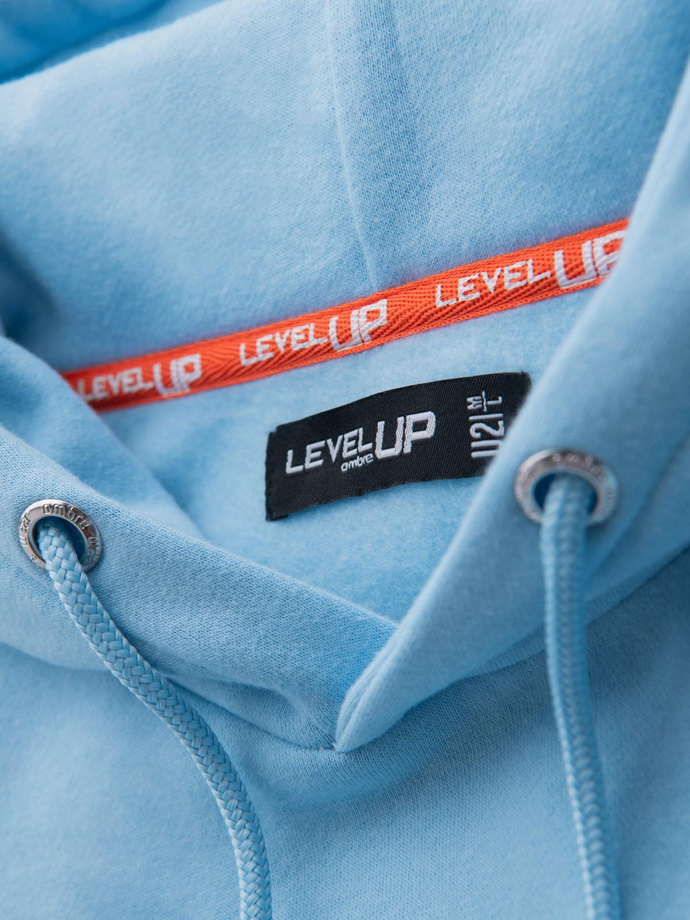 Bluza dresowa unisex z kapturem i kieszeniami – błękitna V8 OU-SNBC-0105