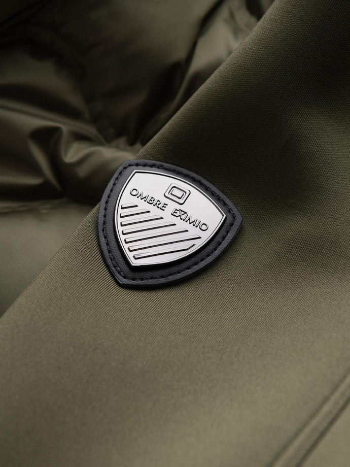 Men's quilted bomber jacket - dark olive green V3 OM-JALP-0141