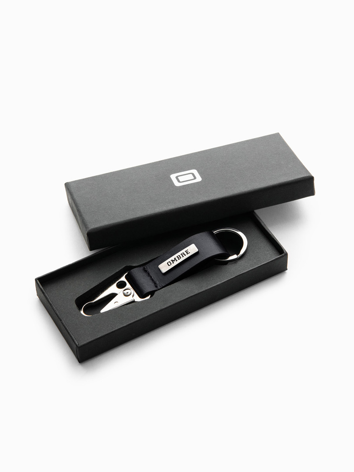 Men's key ring with snap hook - black V1 OU-ACKC-0100