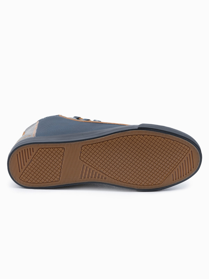 Męskie buty trampki z kontrastującymi elementami - granatowe V2 OM-FOTH-0140