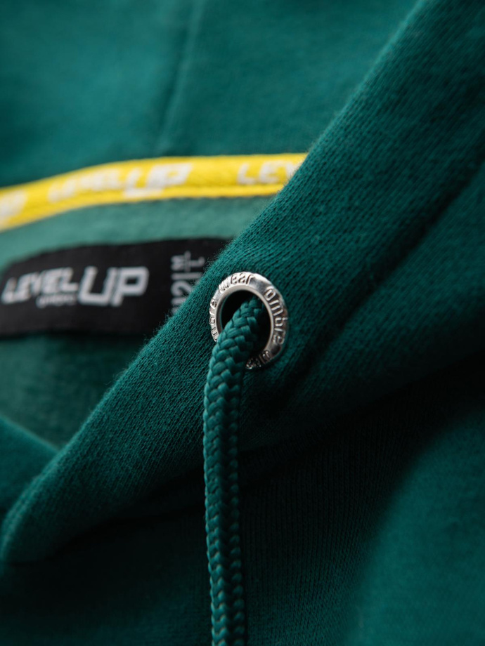 Dresowa bluza unisex z kieszeniami i kapturem – ciemnozielona V17 OU-SNBC-0105