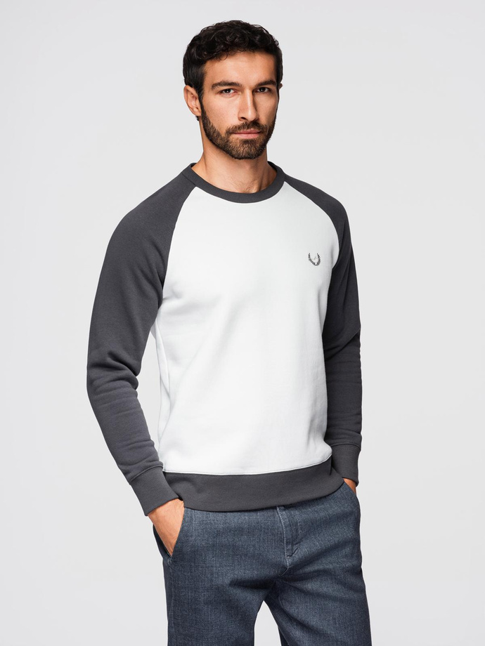 Men's contrast sweatshirt with reglan sleeves - cream and graphite V1 OM-SSNZ-0239