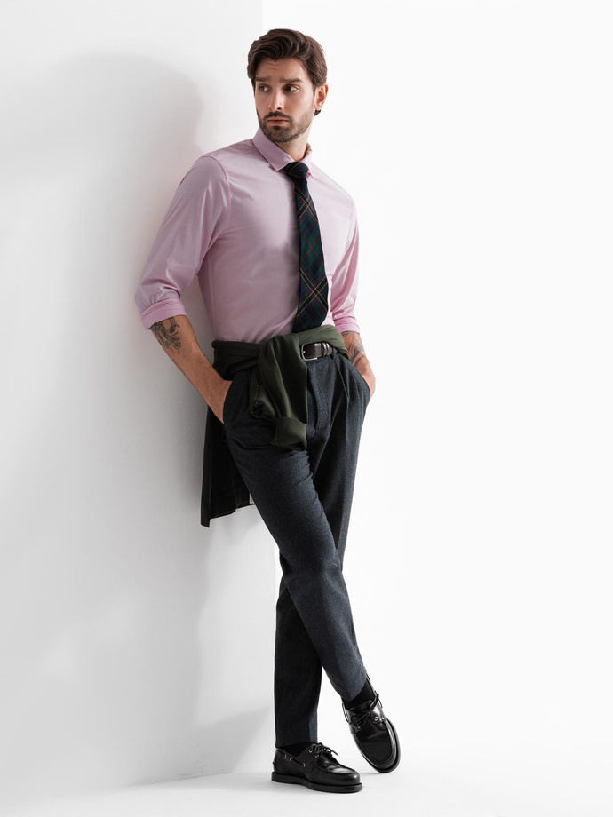 REGULAR cotton classic shirt - light pink V2 OM-SHOS-0154