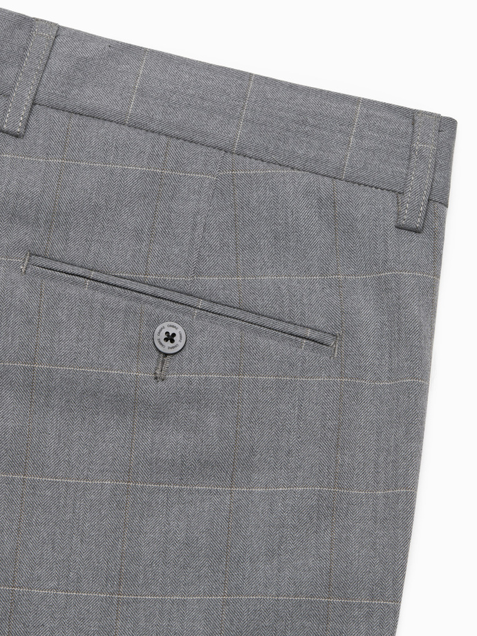 Men's classic cut pants in a delicate check - grey V3 OM-PACP-0187