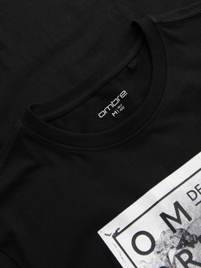 Bawełniana męska koszulka z czaszką – czarna V1 OM-TSPT-0200