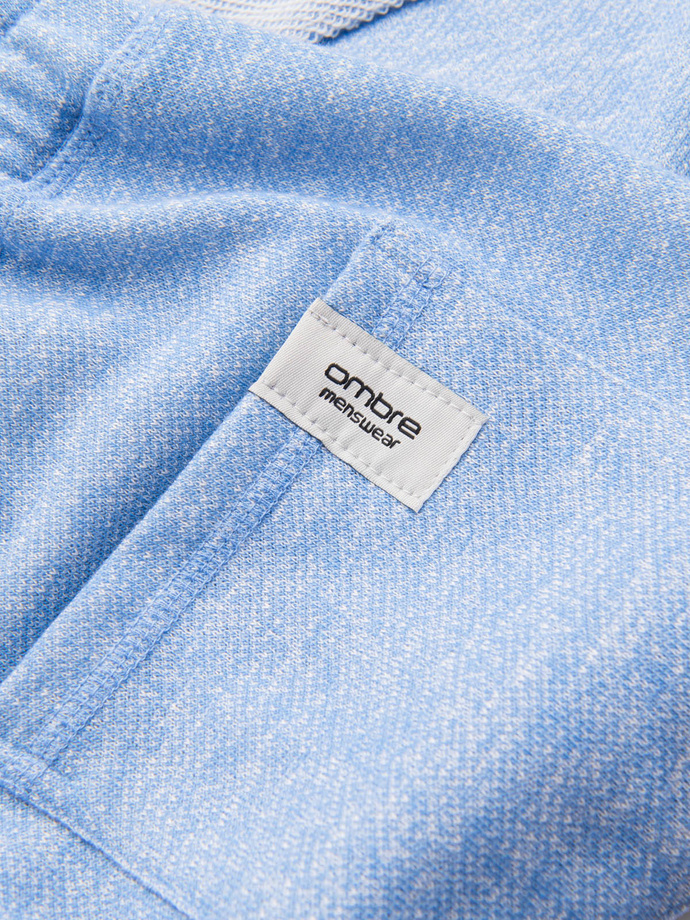 Spodenki męskie z tkaniny melanżowej LOOSE FIT - jasnoniebieskie V1 OM-SRSK-0116