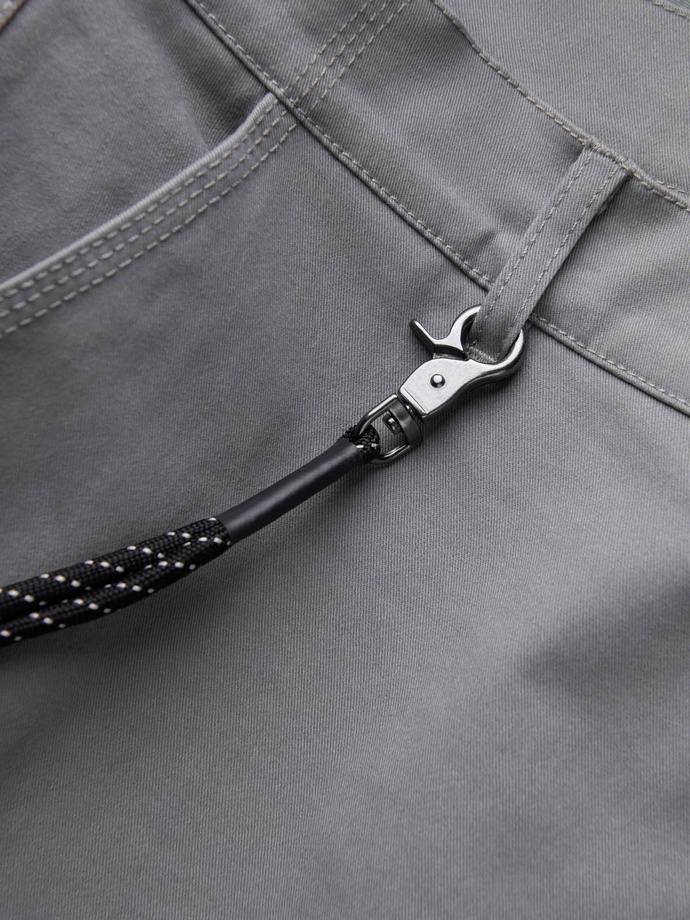 Men's pants with cargo pockets and leg hem - grey V4 OM-PACG-0189