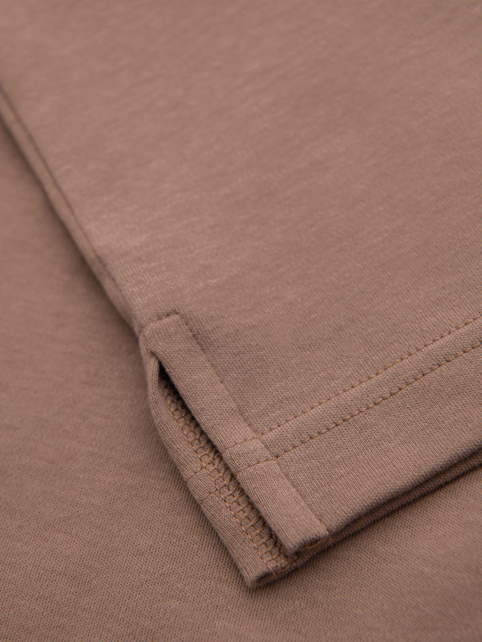 Men's polo shirt with zipper neckline - light brown V3 OM-POSS-0148