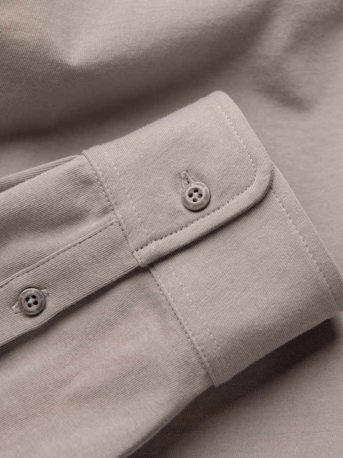 Męska bawełniana koszula REGULAR z dzianiny single jersey - popielata V5 OM-SHCS-0138