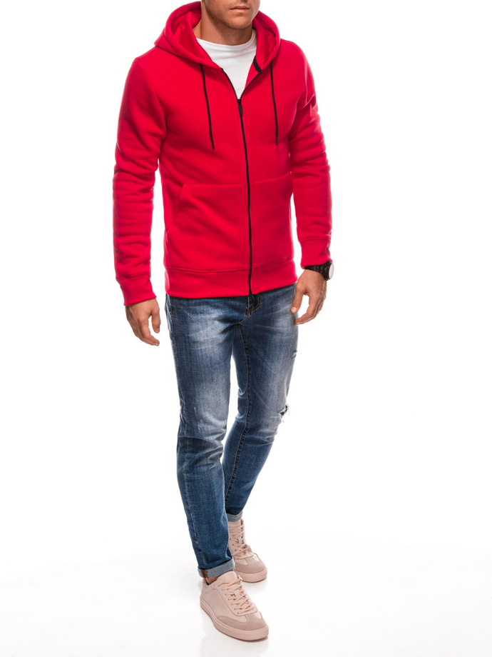 BASIC unbuttoned men's hooded sweatshirt - red V4 EM-SSBZ-0101