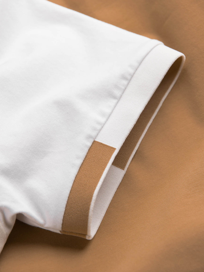 Men's elastane t-shirt with colored sleeves - brown V1 OM-TSCT-0176