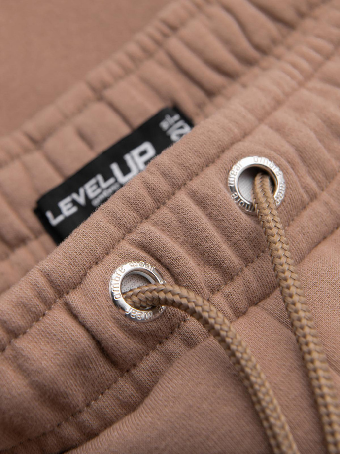 Unisex sweat shorts with drawstring waistband - brown V16 OU-SRBC-0101