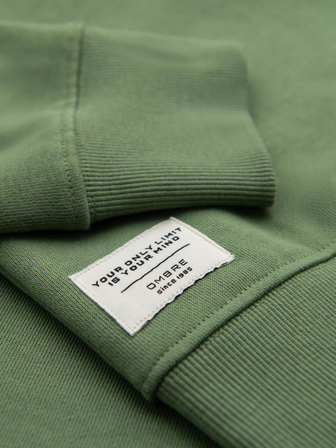 Men's BASIC sweatshirt with round neckline - green V3 OM-SSBN-0175