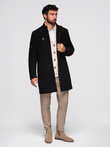 Men's coat with high collar and asymmetrical fastening - black V2 OM-COWC-0141