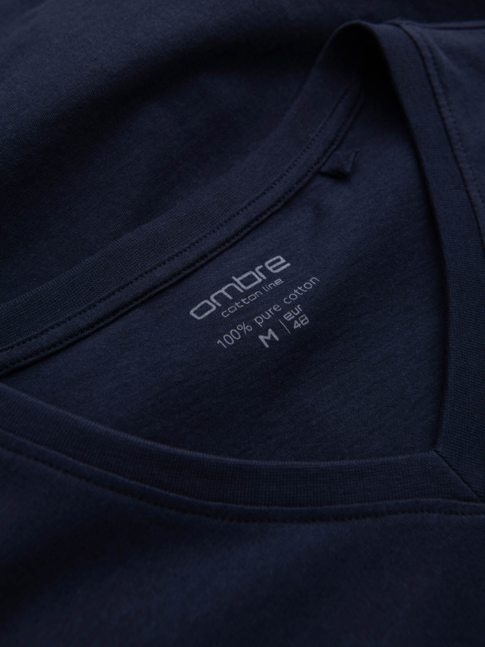 BASIC men's classic cotton T-shirt with a crew neckline - navy blue V2 OM-TSBS-0145