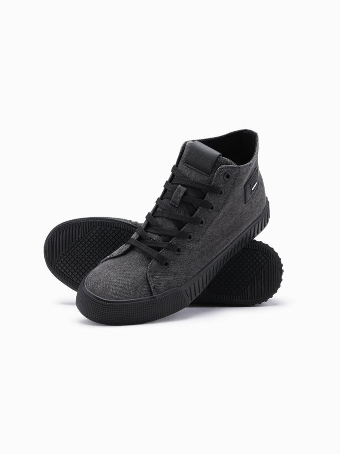 Men's high top canvas sneakers shoes - black V1 OM-FOTH-0186